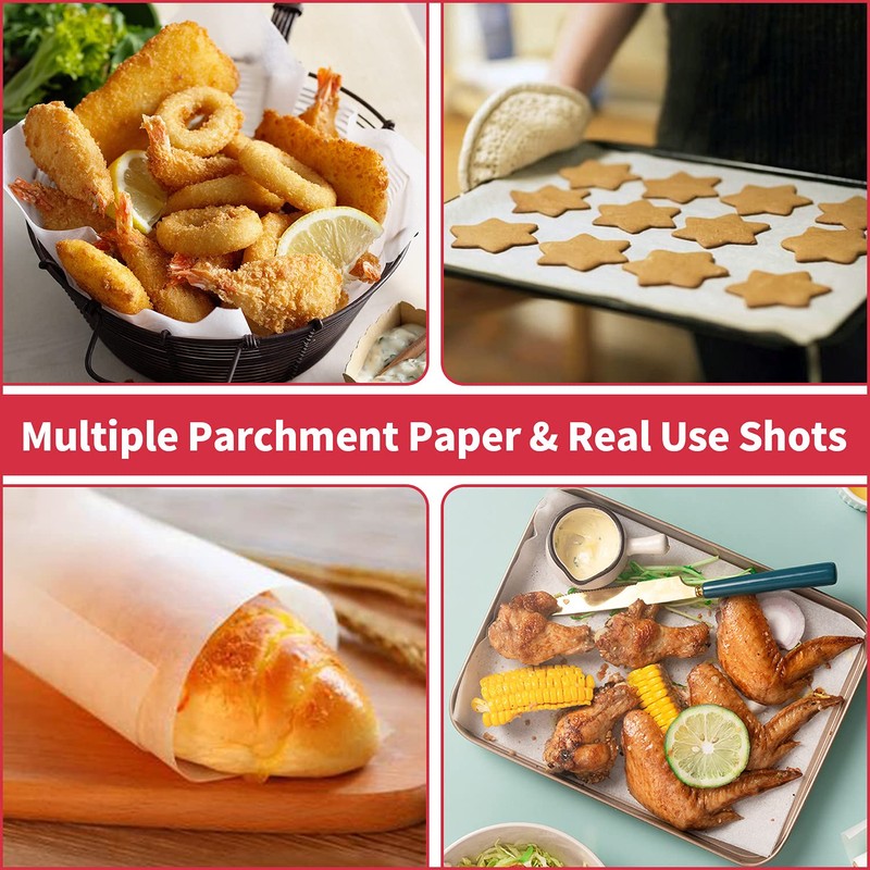 WRAPOK Baking Parchment Paper Greaseproof Cooking Sheets White Non-Stick Pre-Cut