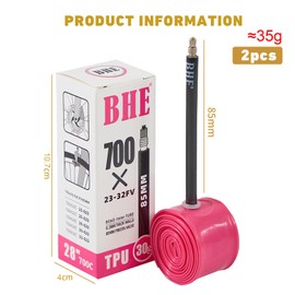 Biglumin 2pcs 85 mm TPU Inner Tube Road Bike 700Cx23-32C French Mouthpiece, Light Tubular Oxidation Resistant, Temperature Frost Resistant and Robust Puncture Resistant Ultralight and Portable