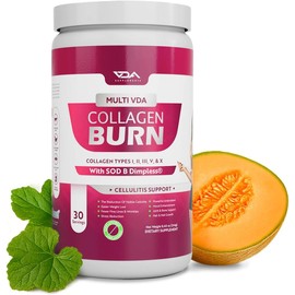 Multi VDA Collagen Burn - Flavorless Hydrocollagen with Peptides Type I, II, III, V, X - Blend with SOD B Dimpless® and Sensoril® - Wellness Routine Powder Supplement - 30 Servings