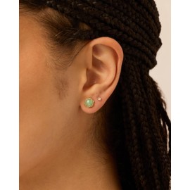 PAVOI Rhodium Plated Hexagon Amethyst Gemstone Stud Earrings for Women | Natural Birthstone Earring Pair