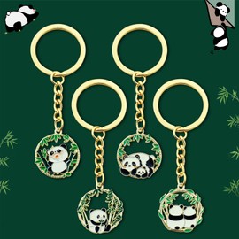 CAMOSE Cute Panda Keychain for Girls and Boys, Kawaii Panda Keychain for Backpack, Car, Purse, Accessories, Panda Charm Gifts for Birthday, Christmas, Pack of 10, Green, Unit size
