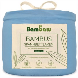 Bambaw - Fitted Sheet 90 x 200 cm - Fitted Sheet Blue - Bamboo Fitted Sheet - Hypoallergenic - Soft and Breathable Fitted Sheet 90 x 200 cm - for Summer and Winter - Fitted Sheet Allergy Sufferers