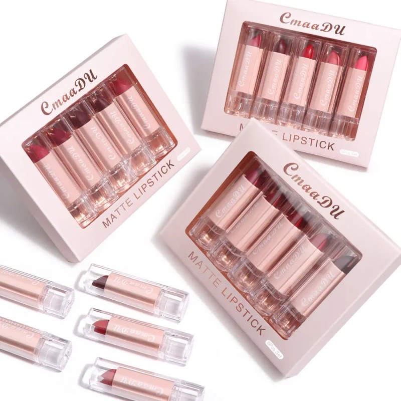 Set De 5 Labiales Mate Hidratantes Cmaadu, Fácil De Aplicar