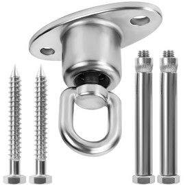 Belle Vous Heavy Duty Swing Attachment with Ball Bearings - 360 Degree Rotating Stainless Steel Heavy Duty Ceiling Hook with Screws - 540 kg Load Capacity - Attachment for Hanging Chair, Yoga Hammock