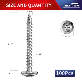 #8 x 1-1/2" Wood Screw 100Pcs 410 Stainless Steel Standard Thread Truss Head Fast Self Tapping by SG TZH
