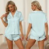 SAPJON Satin Silk Pajamas for Women 2Pcs Ruffle Notch Collar