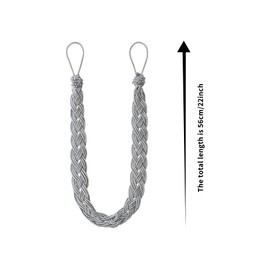 1 Pair Hand Knitting Curtains Tied Rope, Woven Curtain Tiebacks, Simple Type Curtain Tie Backs and Accessories, Braided Curtain Tiebacks for Home curtains and curtain decoration (Grey)