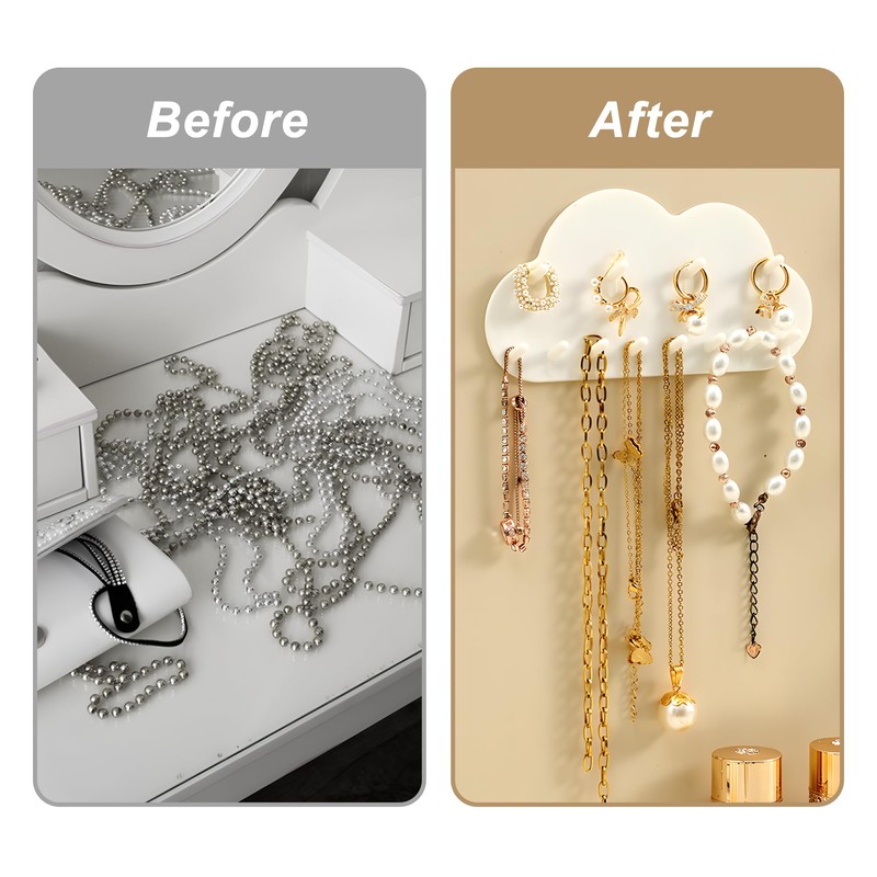 2PCS Cloud Shaped Hooks as Decorative Jewellery Stand for Wall