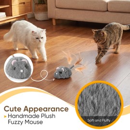 Pawthquake Moving Cat Toy Cat Mouse Toy with Automatically Wagging Tail Plush Mouse Toys for Cats 2026 Upgraded Interactive Cat Toy Squeaky Mouse