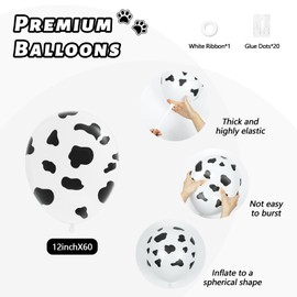 Vicduotex 60pcs Cow Print Balloons, Latex Cow Balloons for Farm Cowboy Cowgirl Rodeo Western Baby Shower Birthday Party Decorations