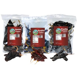 Dried Chile Peppers Variety Pack (12 oz Total) Ancho Chiles, Guajillo Chiles and Pasilla Chiles - The Holy Trinity of Chiles. (Holy Trinity Pack)