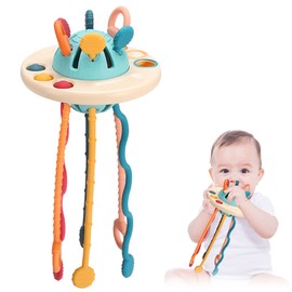 UFO Pull String Activity Toy Food Grade Silicone Baby Sensory Toys for Young Children Fine Motor Skills Toys Travel Toys Gift for Babies