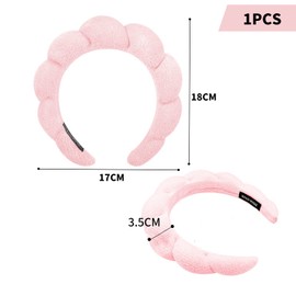 Sponge Headbands, Soft Hair Band for Women and Girls, Fashionable Headband, Thin Hair Accessories, Head Wrap for Spa, Washing, Face, Makeup (Pink)