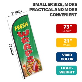 Fresh Wraps Feather Flag for Business Advertising 6 FT Swooper Flag for Storefronts Retailers Shops Food Trucks Events and Fairs (Flag Only)