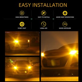 EverBright 1156 BA15S Car Turn Signal Bulb 1003 7506 1141 18SMD 1206 LED Bulb for Tail Light RV Camper Boat Trunk Reverse lights,Amber,Pack of 6