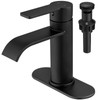 VOTON Matte Black Waterfall Bathroom Faucet, Single Handle 1 or