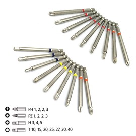 NORTOOLS 18-Piece 90 mm CrV Long Screwdriver Bit Set with Hex Shank