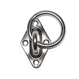 PRIOstahl Eye Plate Mast Plate Diamond with Ring Mounting Hooks Ceiling Hook - 8 x 45 mm x 1 Piece Eyelet Plate for Attaching Hanging Chair Hanging Hay Net Boat Punch Bag Made of Stainless Steel V2A