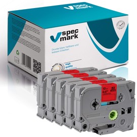 specmark Label Tape TZe-431 12 mm x 8 m Set x 5 Black on Red Compatible with All Printers Brother PT P-touch AZe-431 EZe-431 TZ-431 TZ2-431