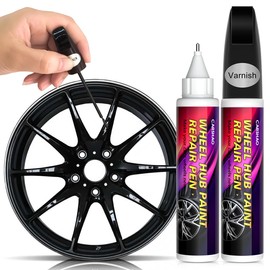 Touch Up Paint Wheel Scratch Fix Cars Rim Scratch Repair Pen Portable Quick And Easy for Car Wheel (Black+Varnish)