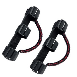 ROMASO Roll Bar Grab Handles for ATV & UTV Roll Cage Grab Bar Handles Adjustable Soft Paracord Handles for 1.5"-2" Bars,2 Pack (Mixed Black&Red)