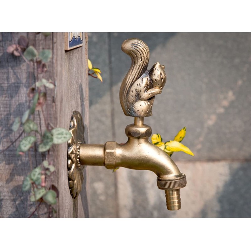 Brass Squirrel Garden Outdoor Faucet Decorative Antique Brass Wall Mount
