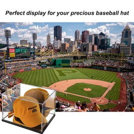 Hat Display Case Mirror Background and Base,Clear Acrylic Baseball Cap Display Box Stand,UV Protection Signed Hat Transparent Showcase Football,Snapback Caps,Ideal Gift for Caps Collector