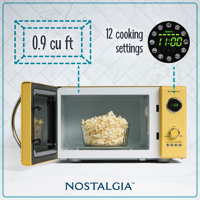 Nostalgia Retro Microwave - Countertop Microwave Oven - Includes 12