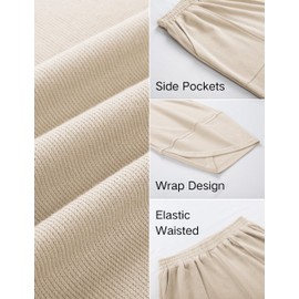 Xiaoxuemeng Womens Baggy Wide Leg Pants Casual Elastic Waisted Palazzo Harem Pants with Pockets(Beige-S)