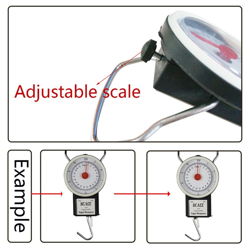 JSHANMEI 50LB Mechanical Hanging Fish Scale with 1M Tape Measure,Multi-Function