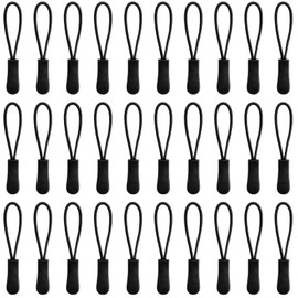 DONQL Pack of 30 Zip Handle Replacement Zipper Pulls Nylon Zip Straps for Clothing Backpack Outdoor Sports Crafts (Black)
