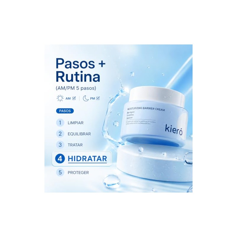 KIERO Crema Hidratante Facial Ceramidas y Agave Azul 50 g