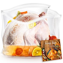 Brining Bags for Turkey, 3 Pack, 26"×22", Extra Large Turkey brine bag Holds up 35lb, Thickened Brining Bag with 3 Cotton Strings, Double Zip-lock Seal Brine Bags for Turkey, Chicken, Beef, Pork, Ham