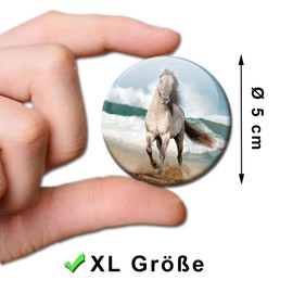 Fridge Magnets Horses Sea Set of 6 Horse Motif Decorative Gift Set Magnets Animals Funny for Children Horse Lovers Strong Large 50 mm Round