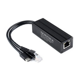 Industrial Gigabit PoE Splitter for Raspberry Pi 5 4B 3B+ or 5V-Powered Network Camera Devices, Onboard MPS Control Chip, 802.3af/at-Compliant 37V ~ 57V Input, 5V 5A Output, Type-C Power Output Port
