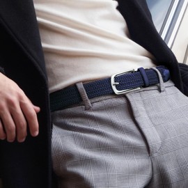 MATLAB Stretch Belt Fabric Belt Braided Elastic Belt for Men and Women Width 3.3 cm, blue