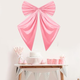 Big Pink Bow Decorations for Coquette Birthday Party Satin Ribbon Twist Tie Bow Large Pink Wall Bow Hanging Decor Giant Coquette Bachelorette Decoration Baby Shower Room Backdrop Bridal Party Supplies
