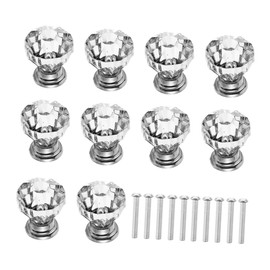 SHINEOFI 10pcs Transparent Base Crystal Drawer Knobs Stylish Furniture Handle Parts for Cabinets Dressers and Home Decor