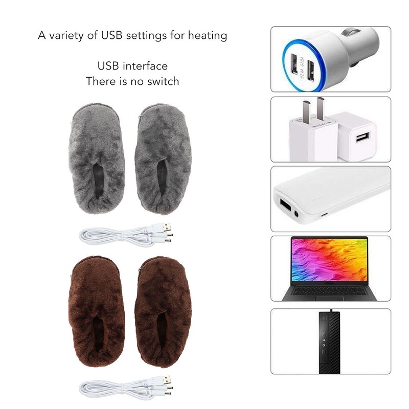 Electric Heating Slippers USB Plush Soft Inside Slip Resistance Warm