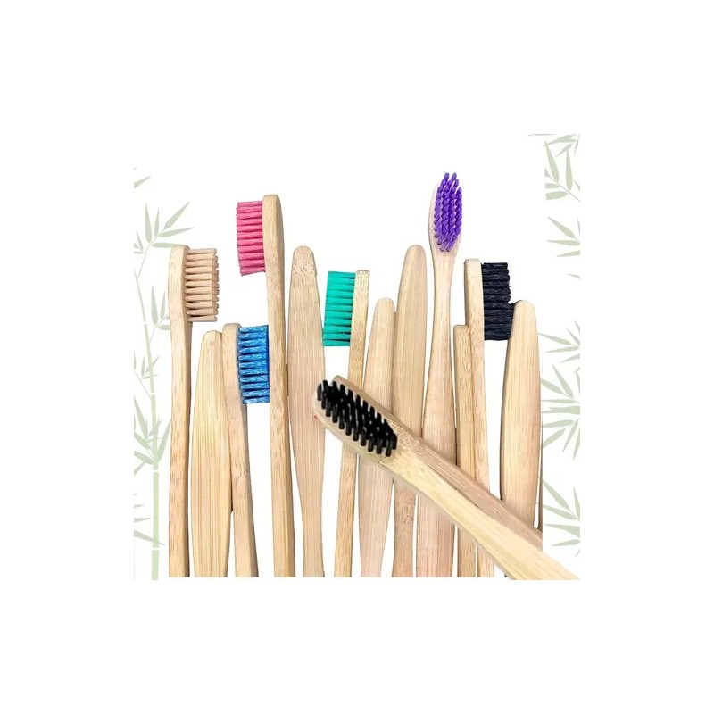 Cepillo Dientes Bambú Biodegradable Suave Ecológico 10pz F Color