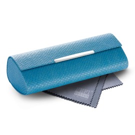 FEFI - Elegant hard case glasses case in snakeskin design with chrome trim, lightblue