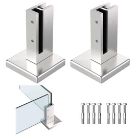 Double-Sided Glass Railing Spigot by LukLoy, Heavy Duty 4.3LB Wind-Resistant Glass Spigots SS304 Glass Railing System for Home Garden Stairs Balustrade Balcony(2 Pack, Brush Corner Spigot)