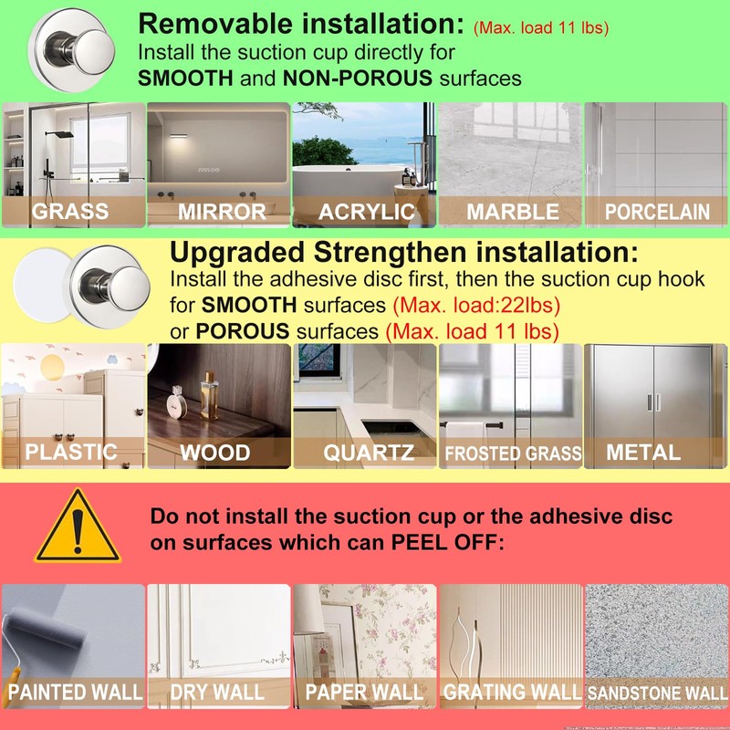 ZESLMG Chrome Suction Cup Hooks for Glass Window, Shower Hook
