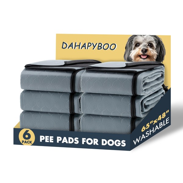 DAHAPYBOO Extra Large Washable Pee Pads for Dogs,6Pack Reusable Puppy