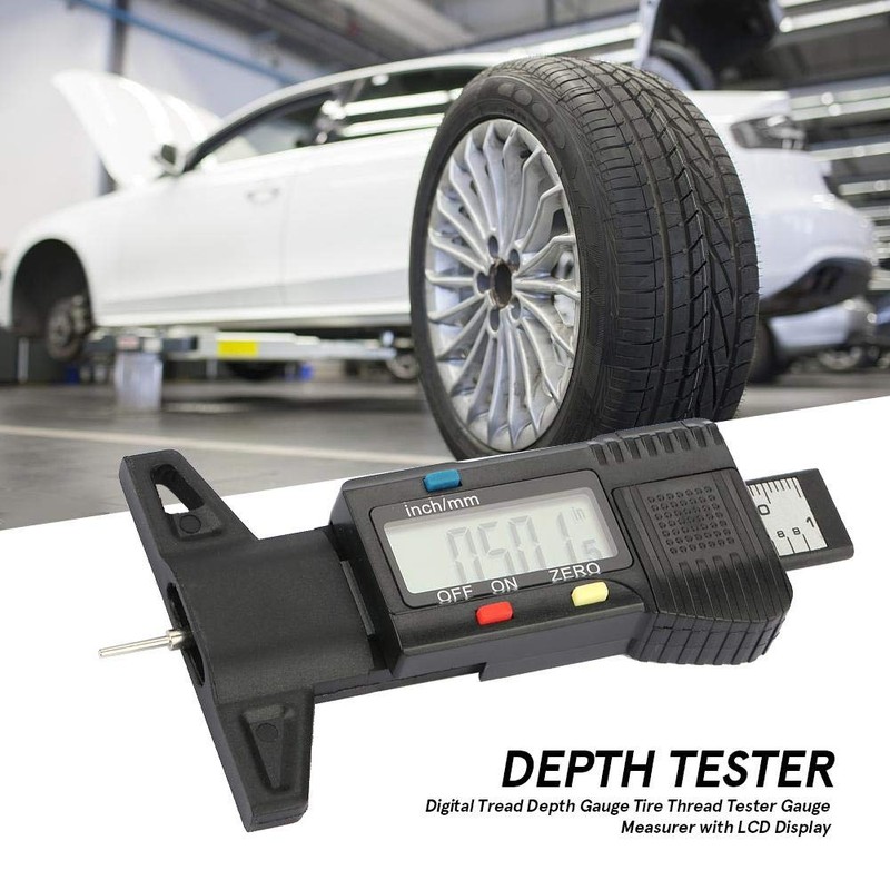 Tyre Tread Gauge, Digital Depth Gauge with LCD Display, Suitable