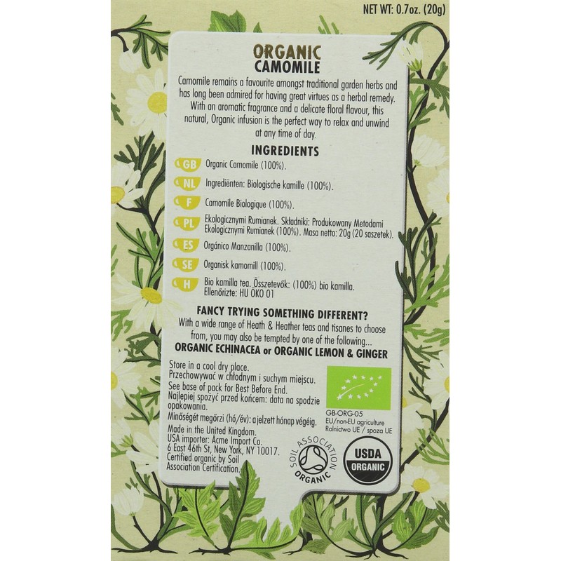 Heath & Heather Camomile Tea Bags (Pack of 6, Total