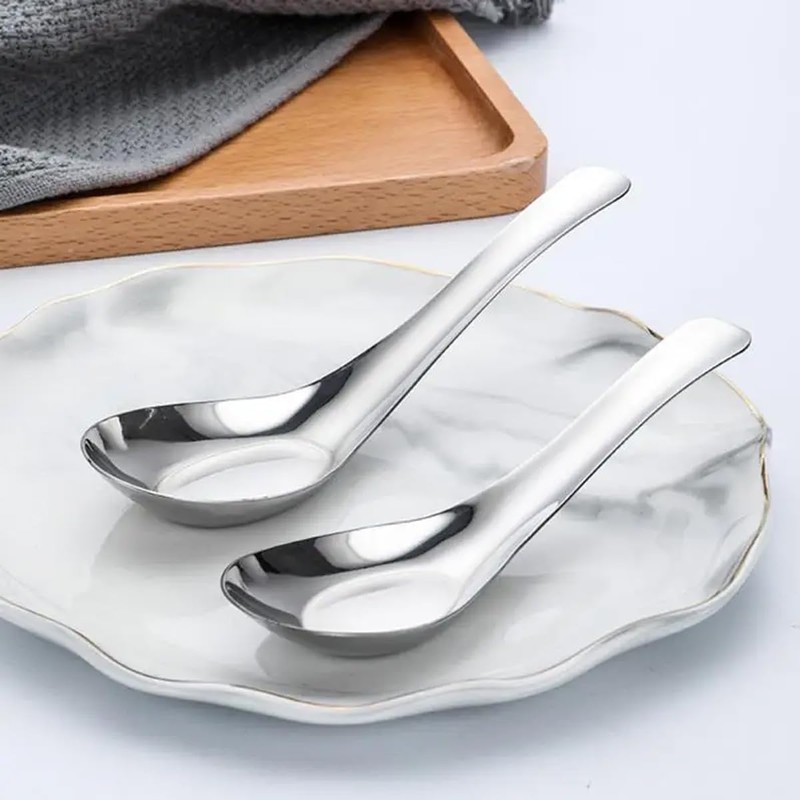 AIMALL 10 PCS Flat Bottom 304 Stainless Steel Soup Spoon,