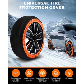 Automotive Snow Socks for Tires, Tire Socks For Snow- Premium Alternative to Tire Chains for Cars, SUVs & Trucks - Easy Installation, Enhanced Winter Traction - Pack of 2 (X-Large)