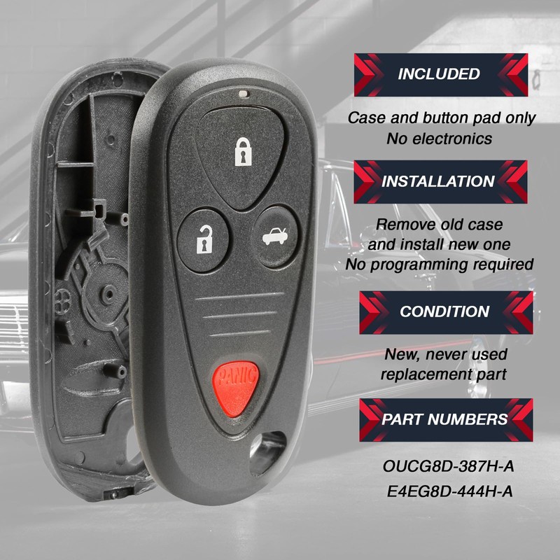 Carcasa y almohadilla para mando a distancia sin llave, compatible