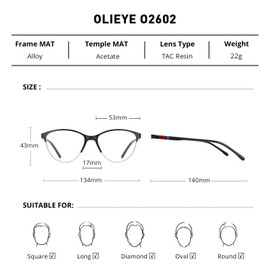OLIEYE Acetate Reading Glasses for Women Retro Cat Eye Reader Computer Glasses with Spring Hinges Acetate Legs